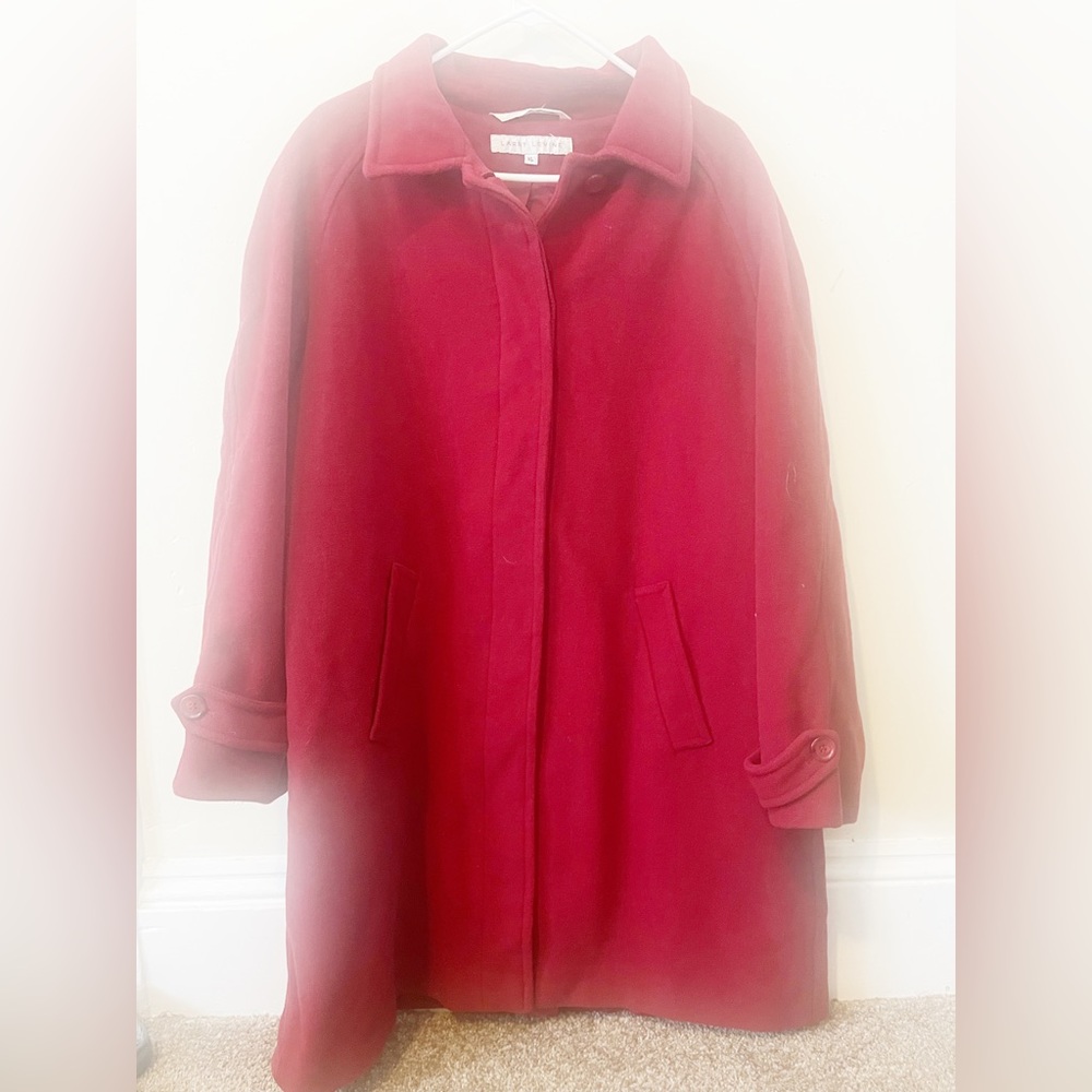 Larry Levine Bright Red Wool & Cashmere Long Coat